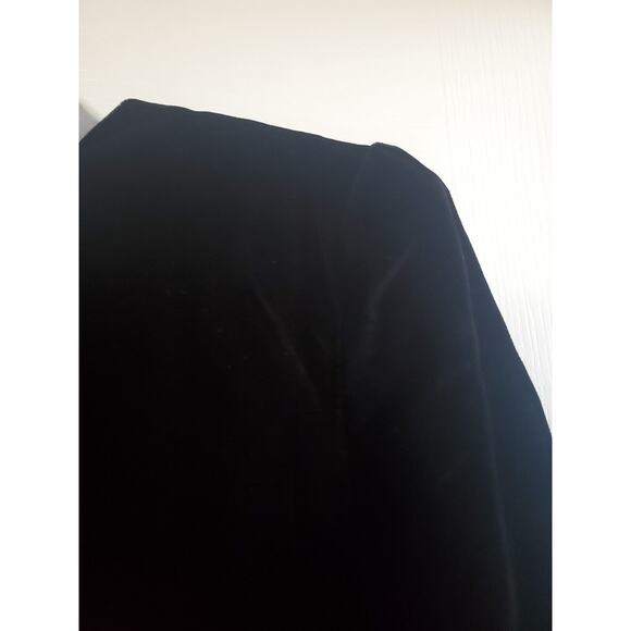 Vintage 80s Formal Black Velvet Drop Waist Tier Ruffled Skirt Midi Dress, Size 8 - Picture 4 of 13